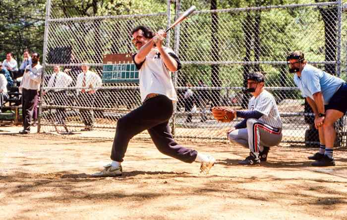 Butch (wearing his trademark short shorts) and SI's Steve Fine, in 1998.